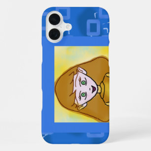 Coque iPhone 16 Plus Étui de téléphone géométrique bleu dessin animé jo