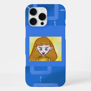 Coque iPhone 16 Pro Max Étui de téléphone géométrique bleu dessin animé jo