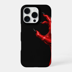 Coque iPhone 16 Pro Étui de téléphone gothique Griffe de sorcière roug