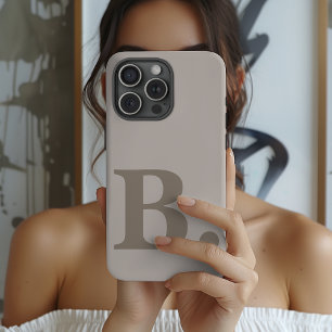 Coque iPhone 15 Pro Étui de téléphone gris initial personnalisé Cadeau