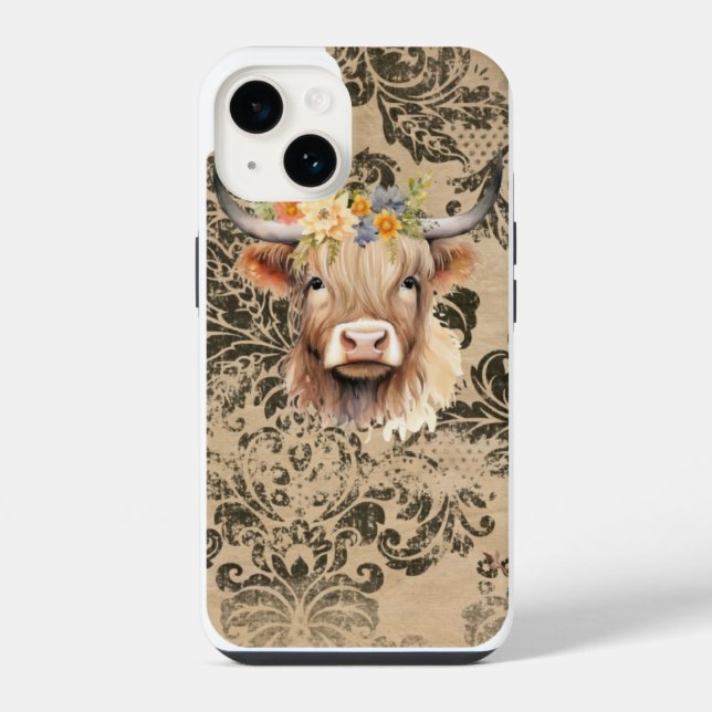 Coque iPhone Étui de téléphone Highland Cow (Verso)