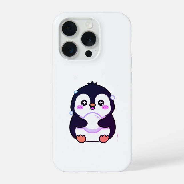 Coque iPhone Étui de téléphone hiver manchot kawaii mignon (Verso)
