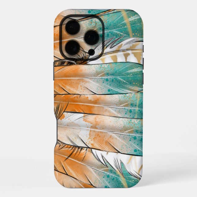 Coque iPhone Étui de téléphone iPhone à plume amérindienne (Verso)