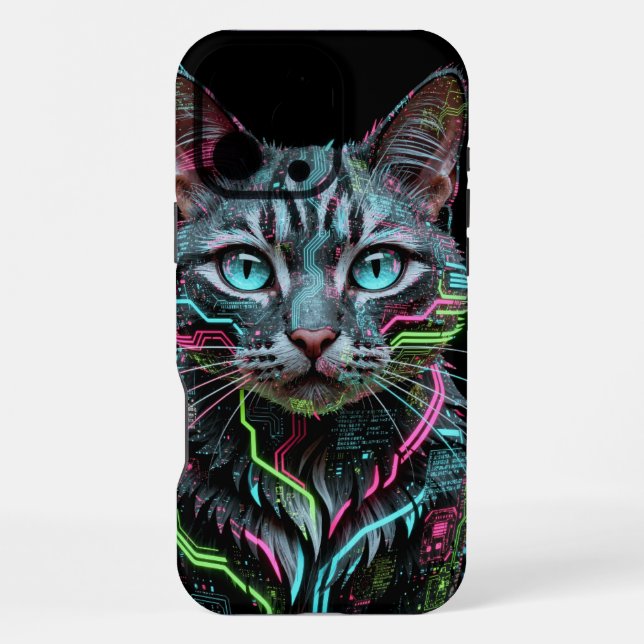 Coque iPhone Étui de téléphone Iphone Chat Cybernétique (Verso)