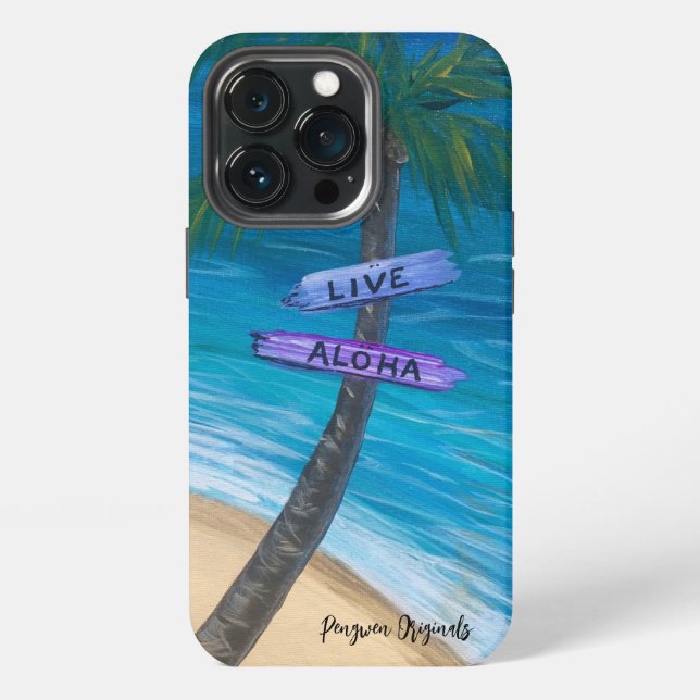 Coque iPhone Étui de téléphone « Live Aloha » Palmier au-dessus (Dos)