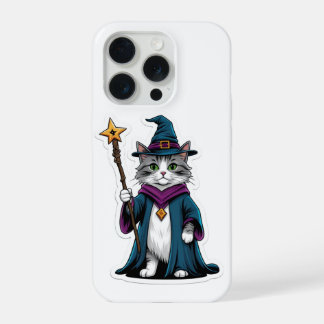 Coque iPhone 15 Pro Étui de téléphone Mini sorcière chat avec bâton ma