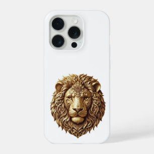 Coque iPhone 15 Pro Étui de téléphone minimaliste à tête de lion majes
