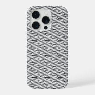 Coque iPhone 15 Pro Étui de téléphone motif géométrique cube ligne noi