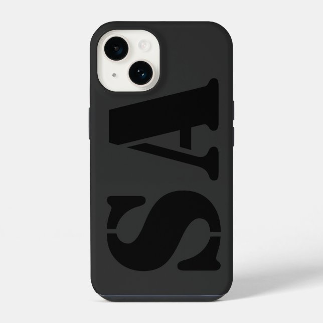 Coque iPhone Étui de téléphone noir initial minimaliste contemp (Verso)