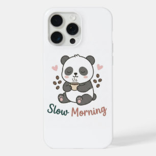 Coque iPhone 15 Pro Max Étui de téléphone Panda Slow Morning   Housse Mign