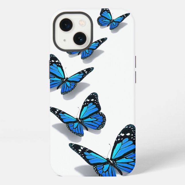 Coque iPhone Étui de téléphone papillon bleu 3D (Verso)