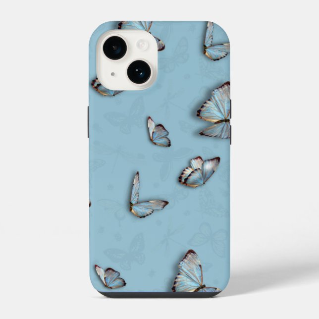 Coque iPhone Étui de téléphone Papillon Bleu | Jolie esthétique (Verso)