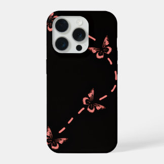 Coque iPhone 15 Pro Étui de téléphone papillon rose