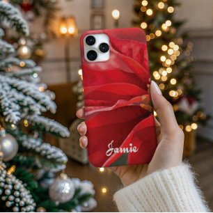 Coque iPhone 16 Pro Étui de téléphone personnalisé au poinsettia moder