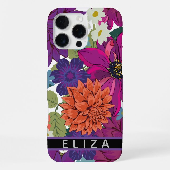 Coque iPhone Étui de téléphone personnalisé avec monogramme flo (Verso)
