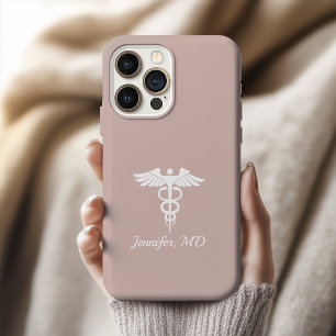 Coque iPhone 15 Pro Étui de téléphone personnalisé Caducée Cadeau pour