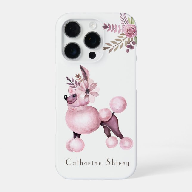 Coque iPhone Étui de téléphone personnalisé Chien caniche viole (Verso)