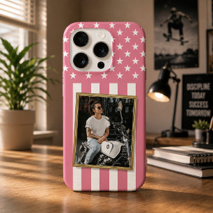 Coque iPhone 15 Pro Étui de téléphone photo personnalisé, drapeau amér