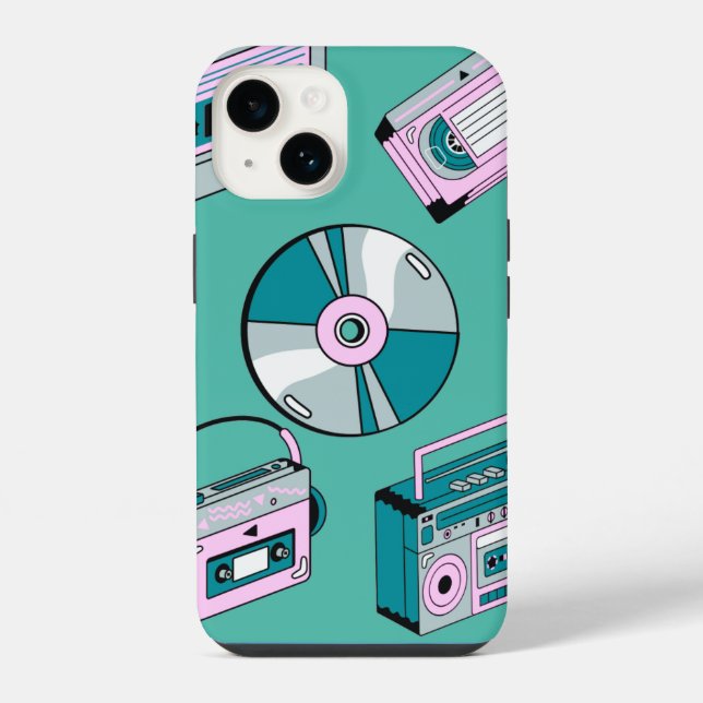 Coque iPhone Étui de téléphone portable vert rétro (Verso)