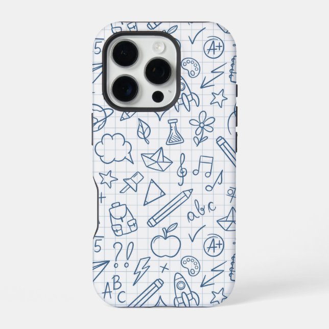 Coque iPhone Étui de téléphone pour enseignant avec gribouillis (Verso)