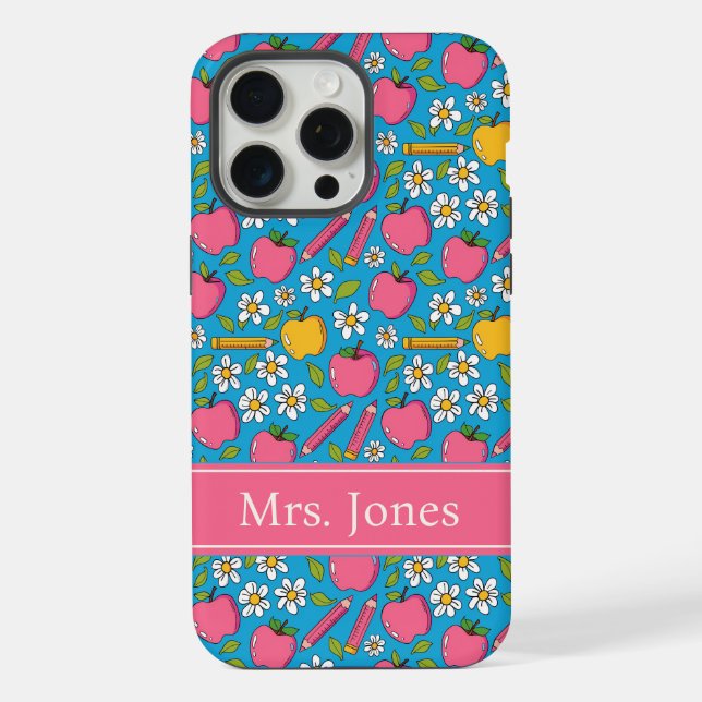 Coque iPhone Étui de téléphone pour enseignante mignonne | Nom  (Verso)