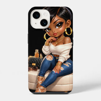 Coque Pour iPhone 14 Étui de téléphone pour fille noire - Luxe esthétiq