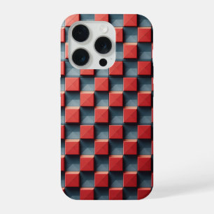 Coque iPhone 15 Pro Étui de téléphone pyramide rouge 3D moderne Géomét