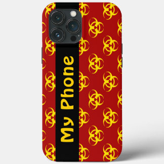 Etui iPhone 13 Pro Max Étui de téléphone Red & Yellow Biohazard avec text