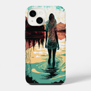 Coque Pour iPhone 14 Étui de téléphone robuste pour femme sur un lac ps
