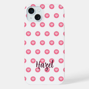 Coque iPhone 15 Plus Étui de téléphone rose à cœur personnalisé Chic