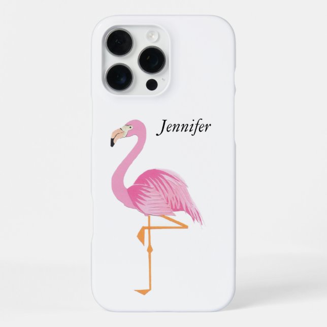 Coque iPhone Étui de téléphone rose flamant monogrammé (Verso)