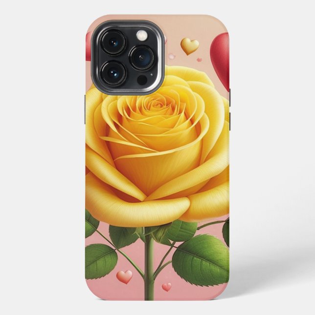 Coque iPhone Étui de téléphone Rose Jaune (Verso)