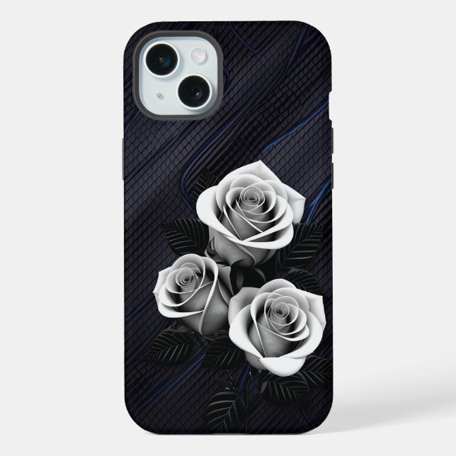 Coque iPhone Étui de téléphone rose noir et blanc (Verso)