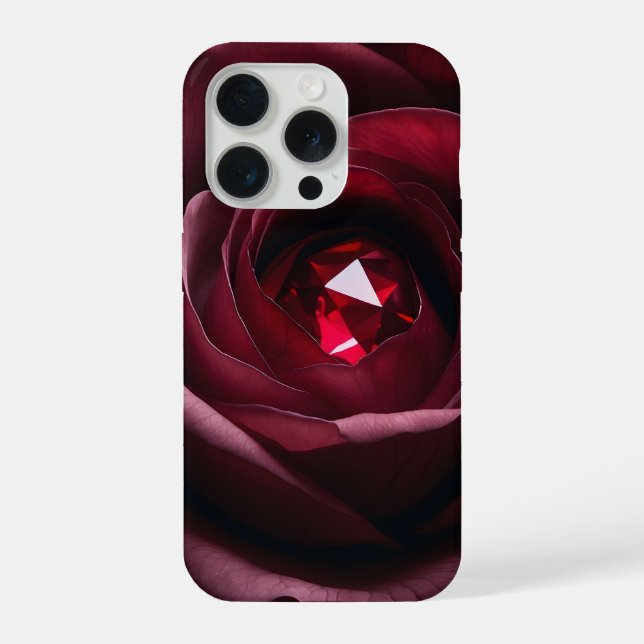 Coque iPhone Étui de téléphone Satinheart Rouge – Rose Gem (Verso)