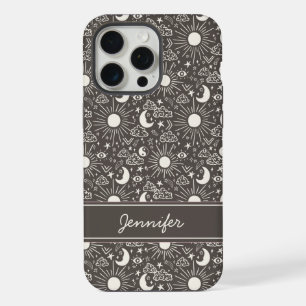 Coque iPhone 15 Pro Max Étui de téléphone Soleil et Lune célestes Nom pe