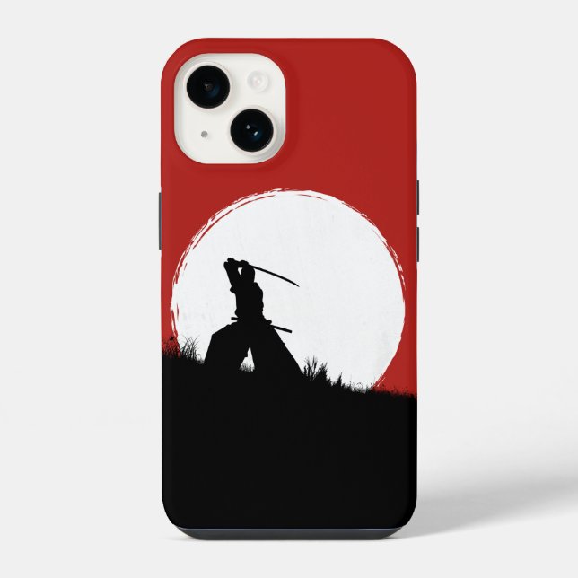 Coque iPhone Étui de téléphone Soleil Silhouette Guerrier Samou (Verso)