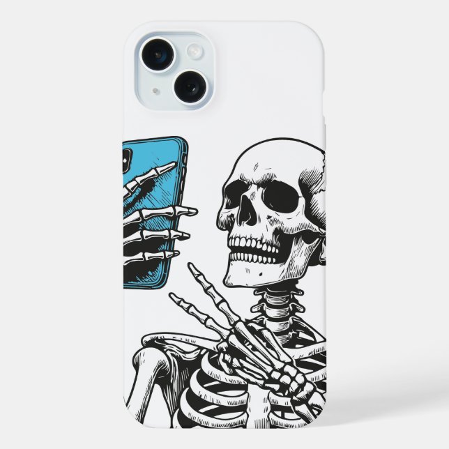 Coque iPhone Étui de téléphone squelette selfie (Verso)