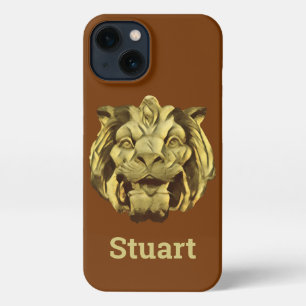 Etui iPhone 13 Étui de téléphone - Tête de lion sculptée avec nom