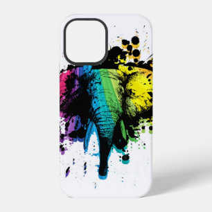Coque iPhone 12 Étui Design Abstrait Taureau Arc-en-Ciel Éléphant
