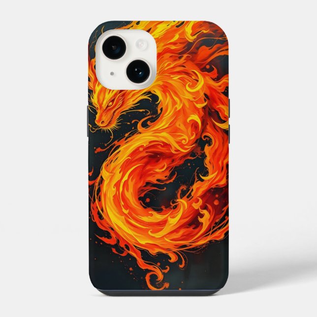 Coque iPhone Étui dragon de feu (Verso)