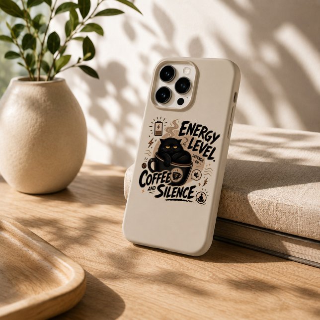 Coque iPhone Étui drôle pour iPhone 15 Pro avec chat noir et ca (Créateur téléchargé)