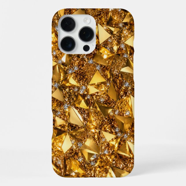 Coque iPhone Étui en cristal doré luxueux pour iPhone 16 Pro Ma (Verso)