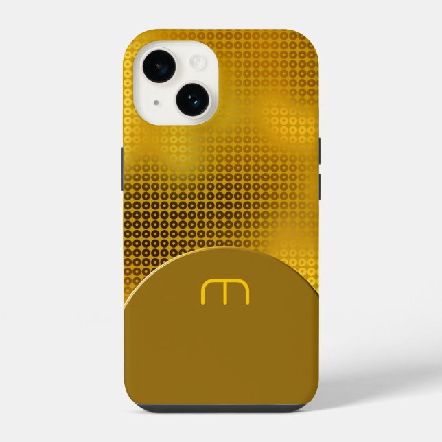 Coque iPhone Étui en sequins dorés monogramme Case-Mate pour iP (Verso)