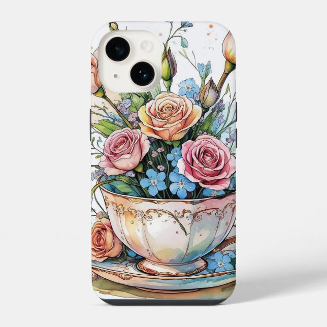 Coque iPhone Étui floral boho pour téléphone (Verso)