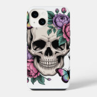 Étui floral crâne esthétique artistique