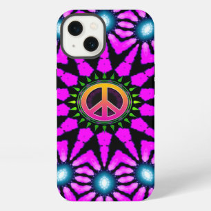 Etui iPhone 13 Étui Fuschia Tie-Dye Signe de Paix pour iPhone 6