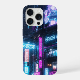 Coque iPhone 15 Pro Étui Futuriste Néon Cyberpunk Glitch Anime