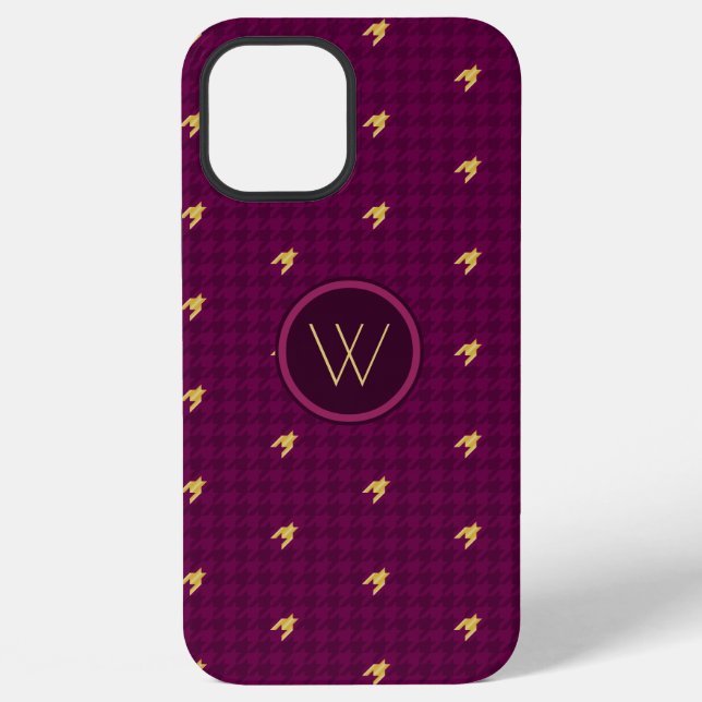 Coque iPhone Étui Houndstooth à accent doré Case-Mate Rose (Verso)