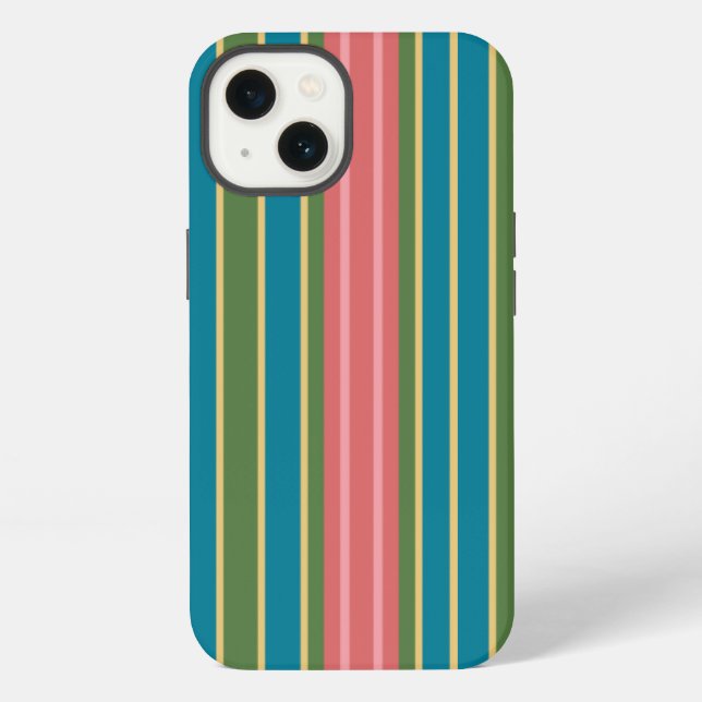 Coque iPhone Étui iPad Case-Mate rayé bleu vert rose profond (Verso)
