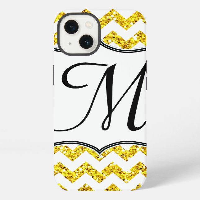 Coque iPhone Étui IPAD Monogramme Féminin Chevron Jaune Moderne (Verso)